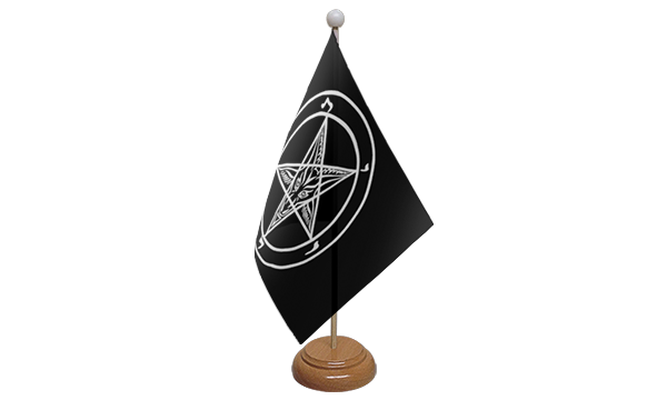 Baphomet Church of Satan Small Flag With Wooden Stand